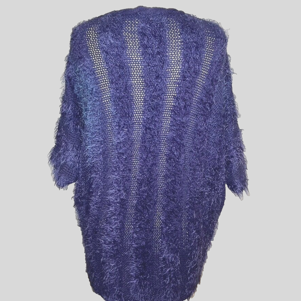 Alberto Makali Knit Sweater Cable Knit Short Slv Fuzzy Soft Purple Modern 90s XL - Picture 4 of 7